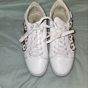 White Floral Women's Sneakers